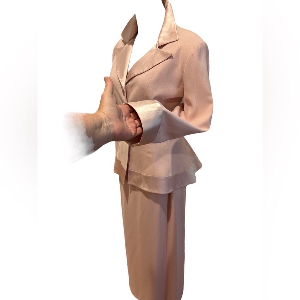 90s 2PC HEISER-EGAN PASTEL PINK MOTHER OF THE BRIDE BLAZER & MAXI SKIRT SZ 12 - Picture 4 of 12